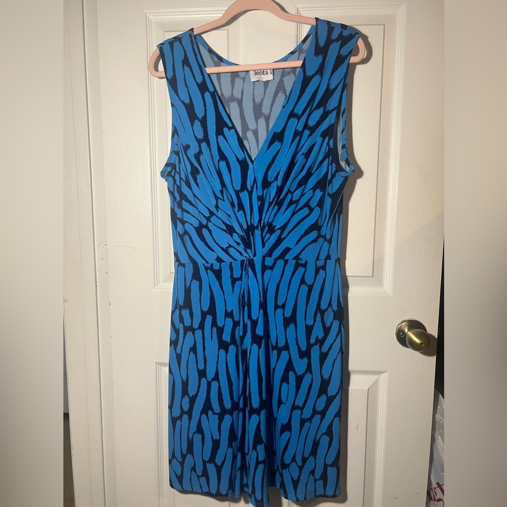 Leota Charlotte Dress In Azure Brushstroke NWOT 2X